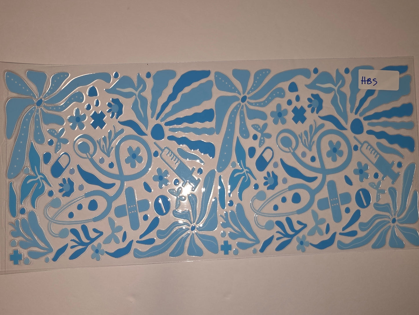 Blue Medical Floral Tumbler Wrap | Nurse, Doctor, RN, CNA | Sublimation Design