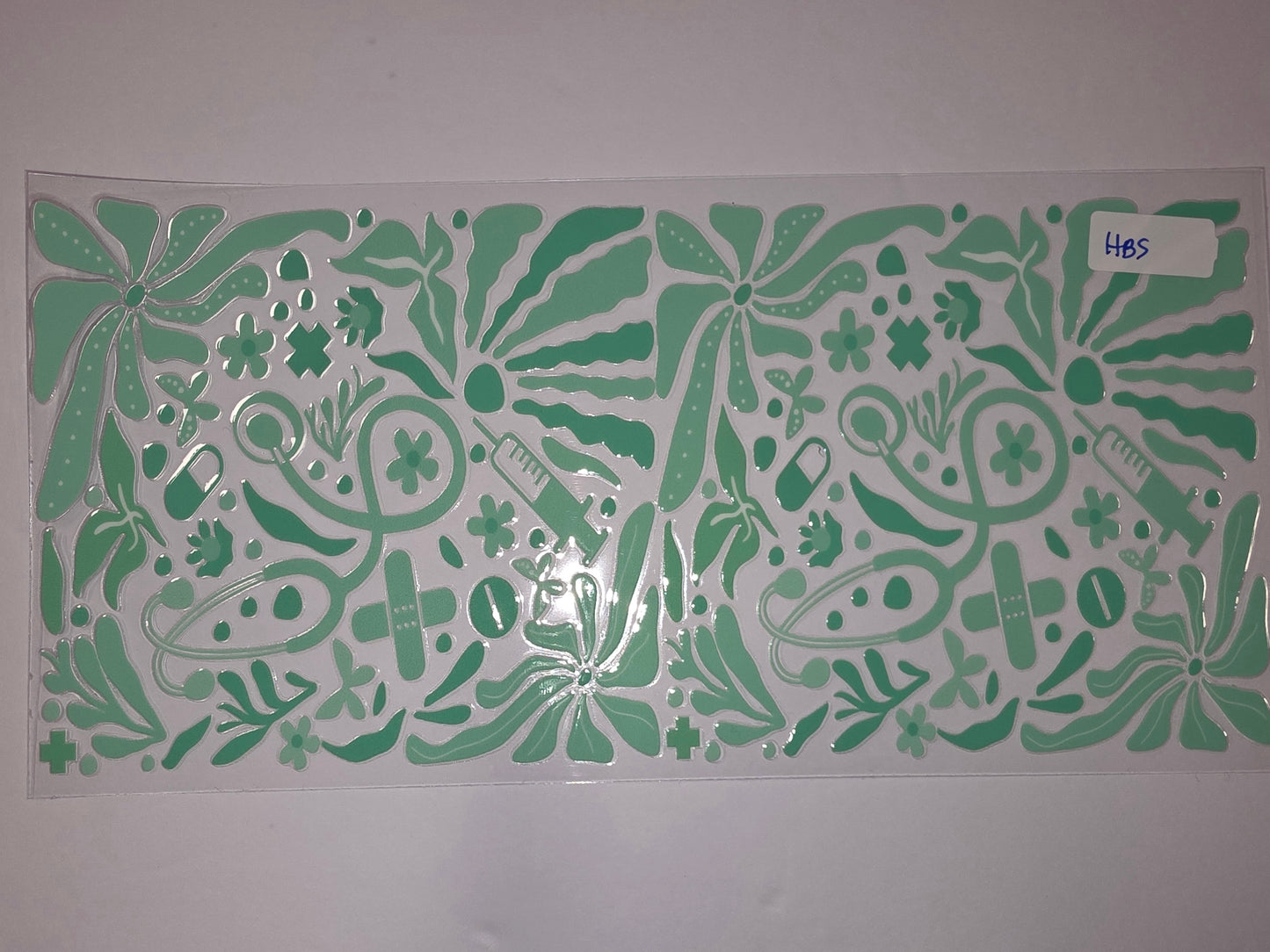 Mint Green Medical & Floral Tumbler Wrap | Nurse, Doctor, Healthcare Design