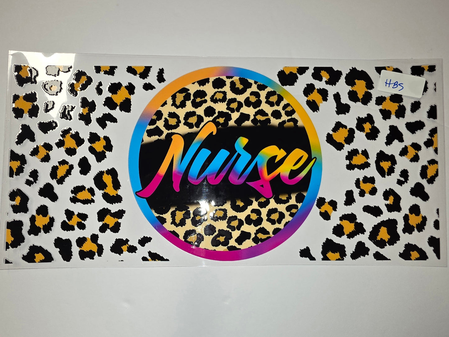 Leopard Print "Nurse" Tumbler Wrap - Rainbow Gradient & Bold Design