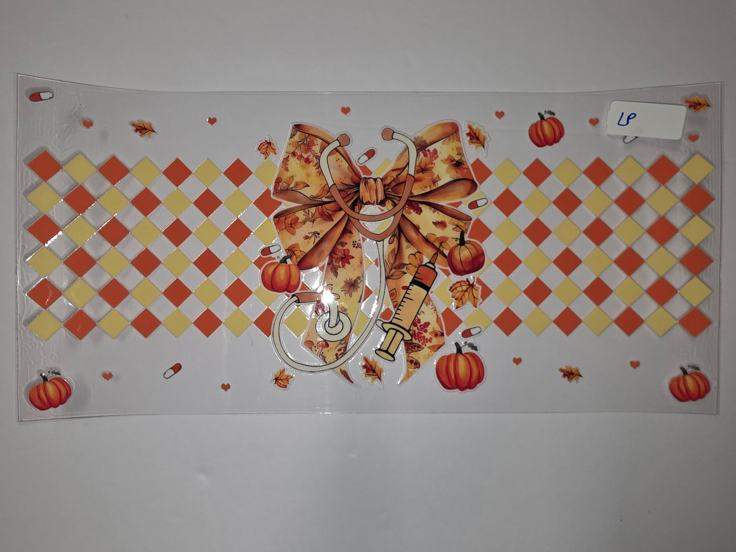 Autumn Nurse Tumbler Wrap | Fall Stethoscope & Pumpkin Design | Orange, Yellow, Cream
