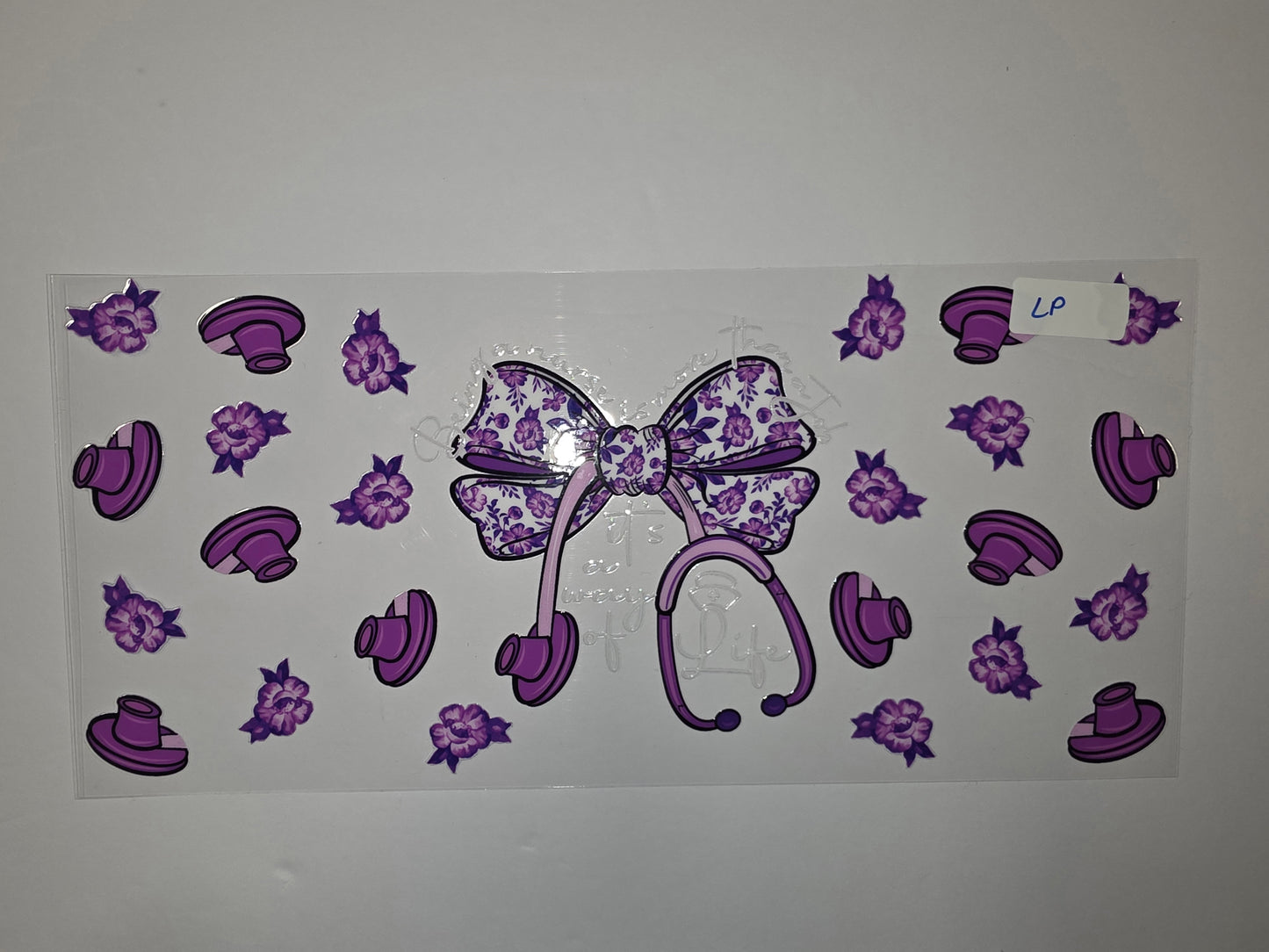 Purple Floral Stethoscope & Bow Tumbler Wrap | Nurse Gift | Medical Design