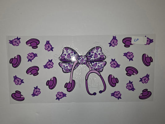 Purple Floral Stethoscope & Bow Tumbler Wrap | Nurse Gift | Medical Design