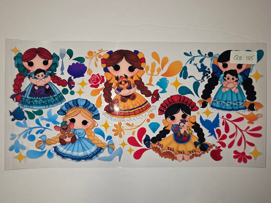 Whimsical Princess & Prince Tumbler Wrap - Fairytale Characters, Bright Colors
