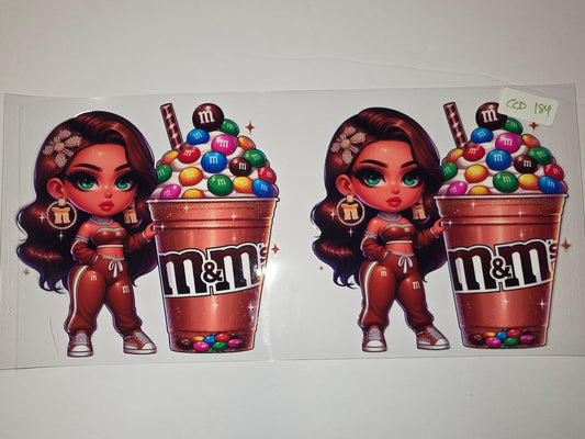 Cute M&M Girl Tumbler Wrap | Kawaii Candy Drink Design | Sublimation & Vinyl