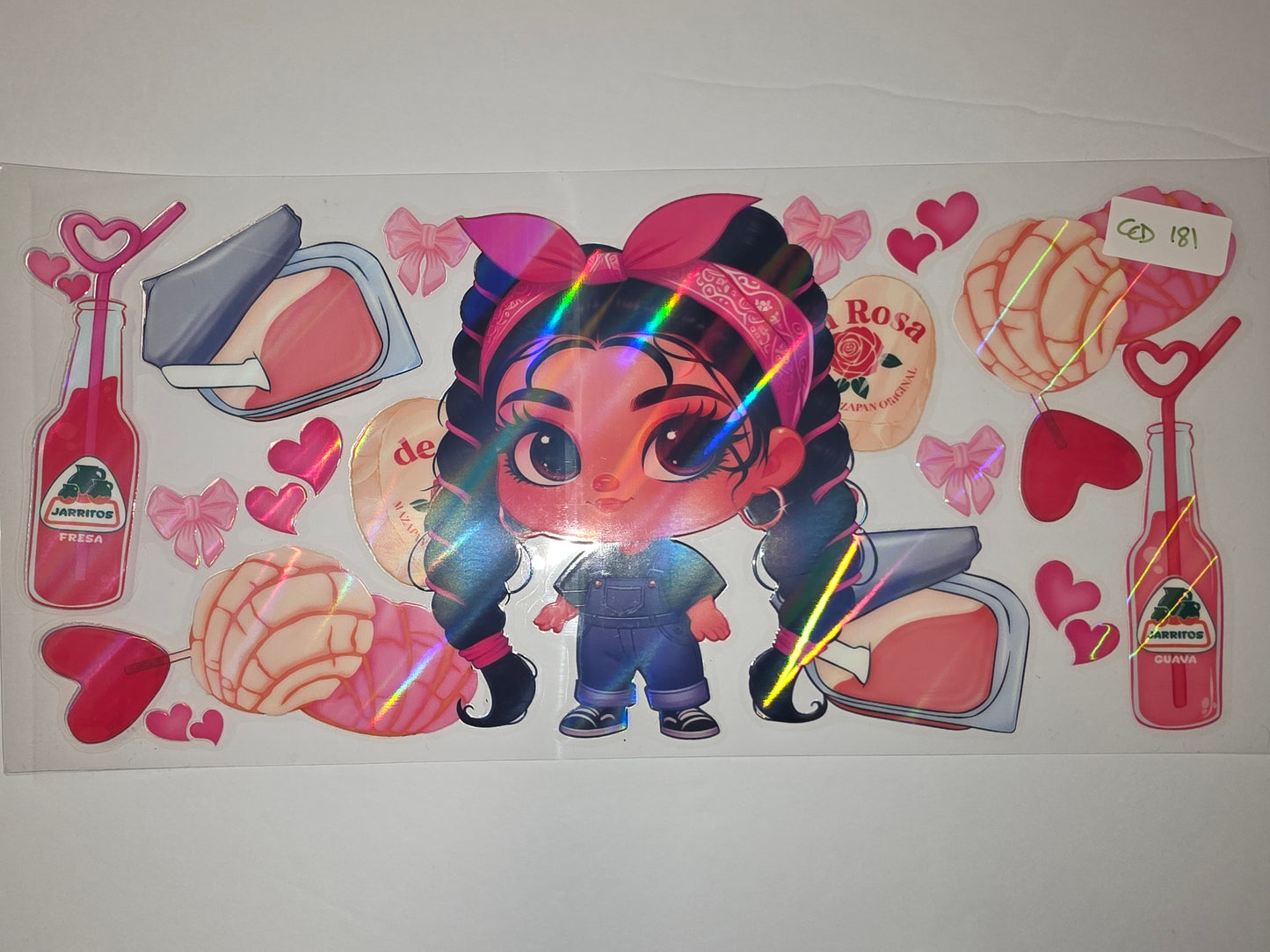 Cute Latina Girl & Jarritos Tumbler Wrap - Pink, Blue, Holographic