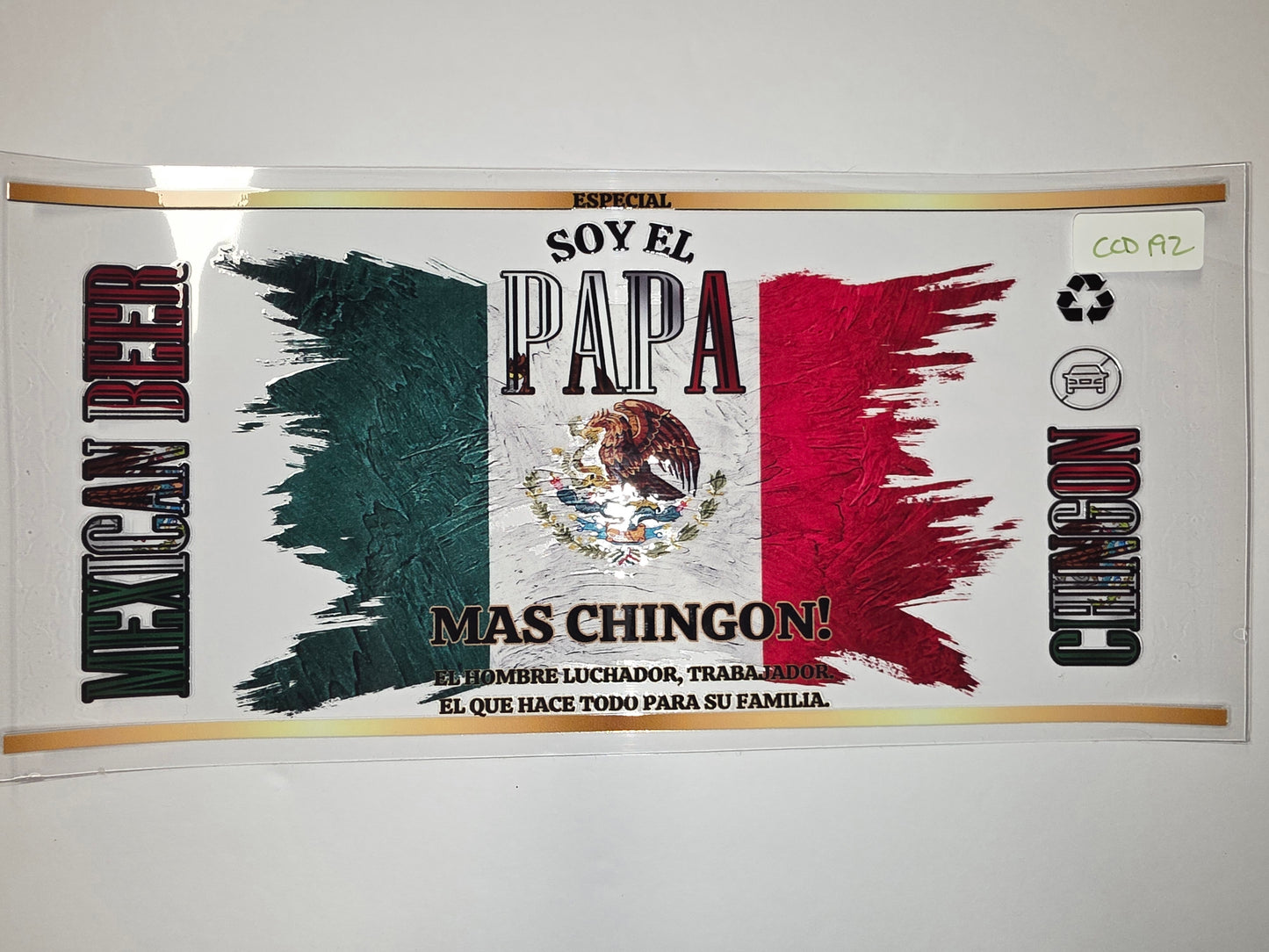 Mexican Flag Papa Tumbler Wrap | "Soy El Papa Mas Chingon" Design | Green, White, Red