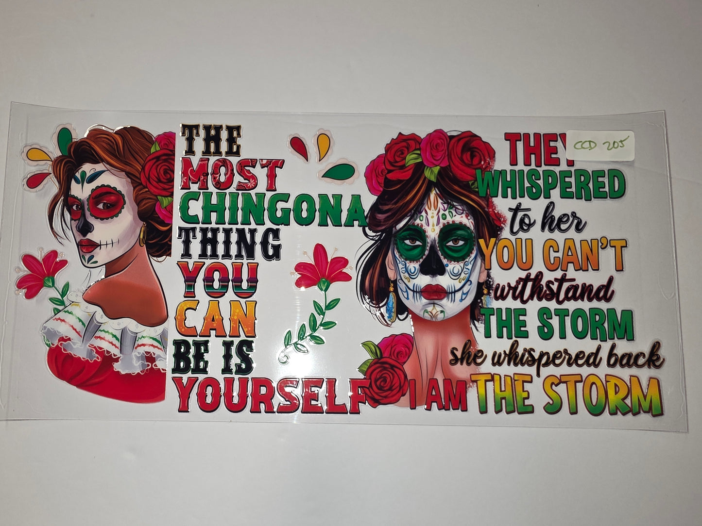 Day of the Dead Sugar Skull Woman Tumbler Wrap | Floral & Empowering Quotes