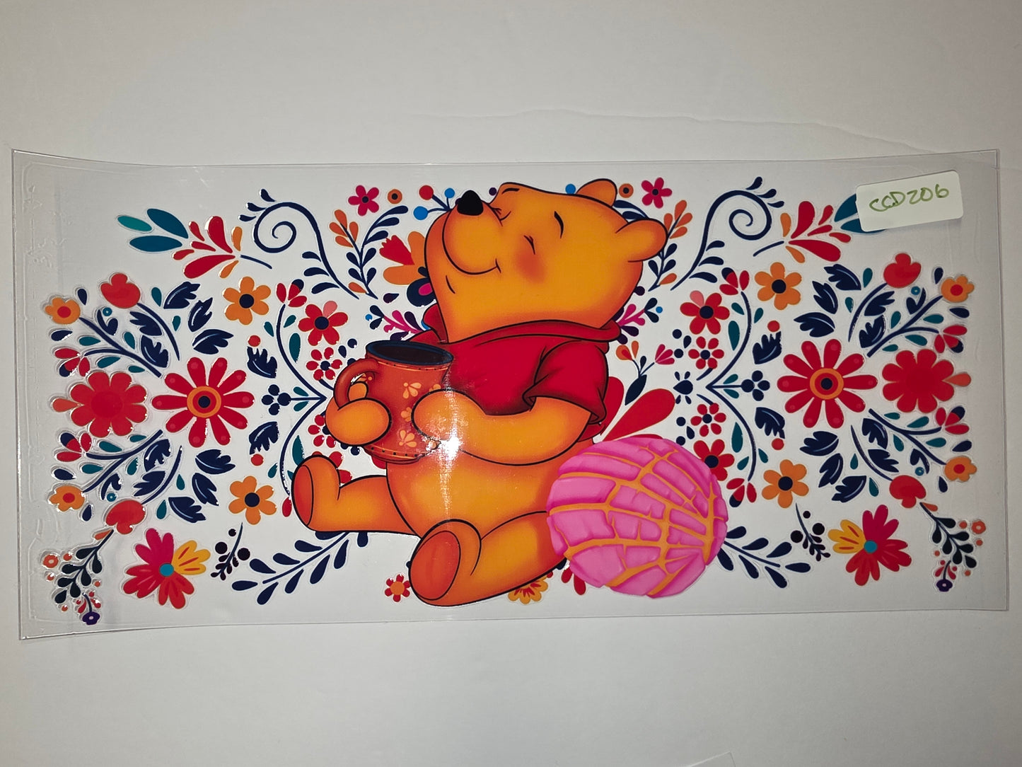 Winnie the Pooh & Concha Tumbler Wrap - Folk Floral Design