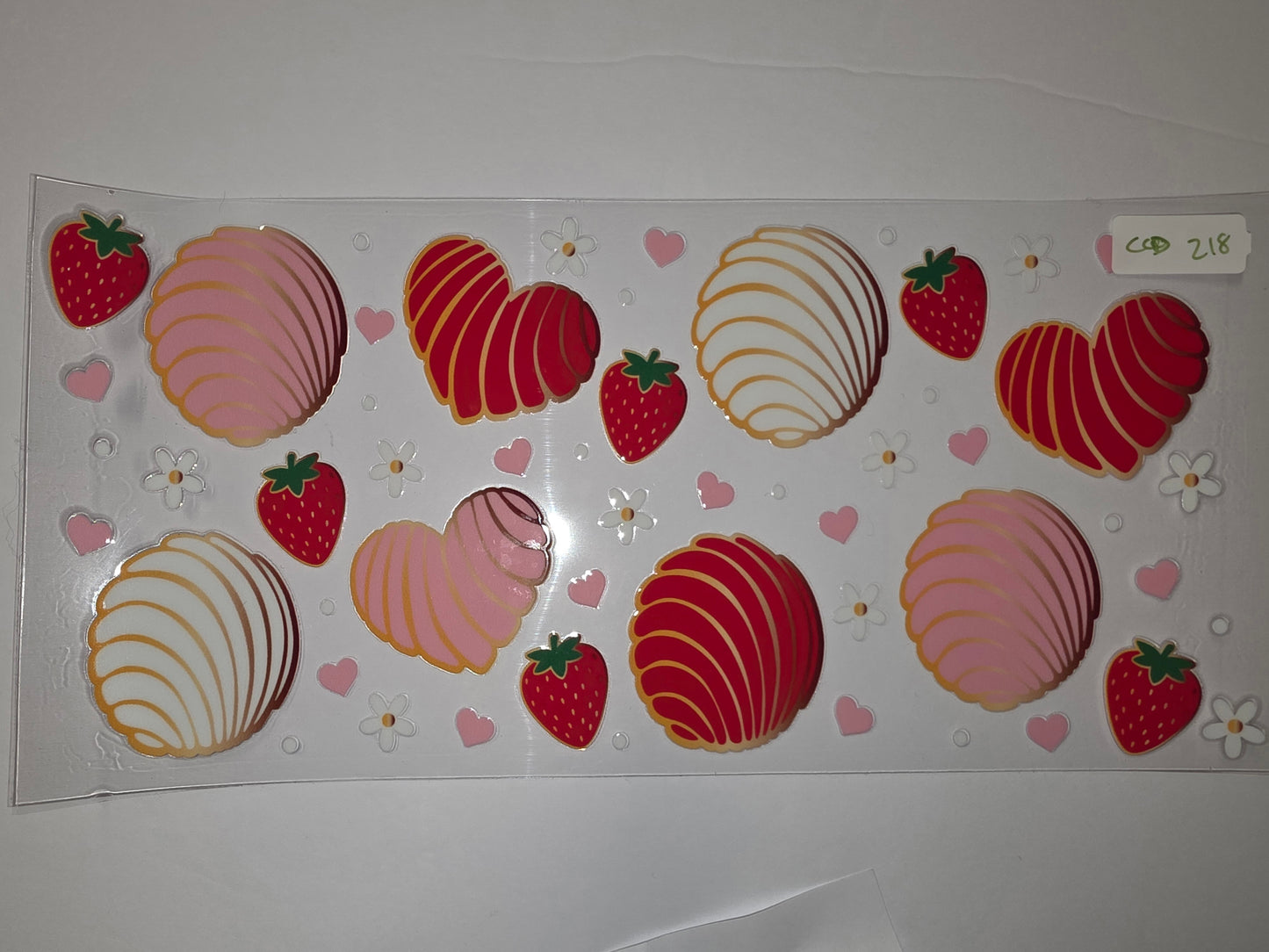 Sweet Concha & Strawberry Tumbler Wrap | Pink, Red, White & Gold Design