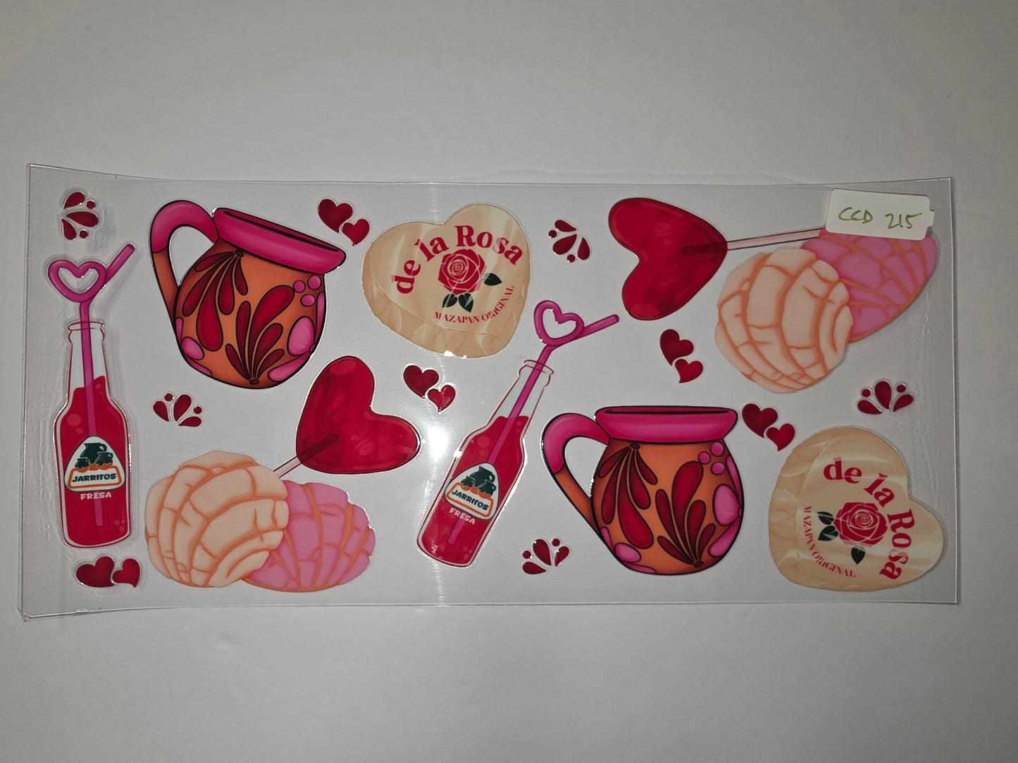 Mexican Inspired Tumbler Wrap - Jarritos, Conchas, Hearts & Roses - Pink, Orange, Red