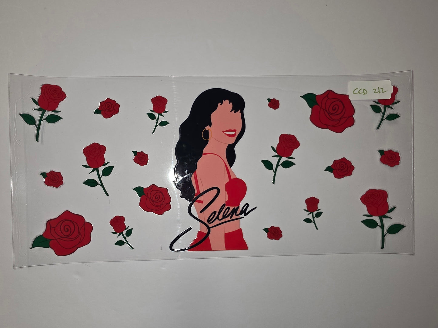 Selena Quintanilla Red Rose Tumbler Wrap | Iconic Singer & Floral Design | Vibrant Drinkware Decal