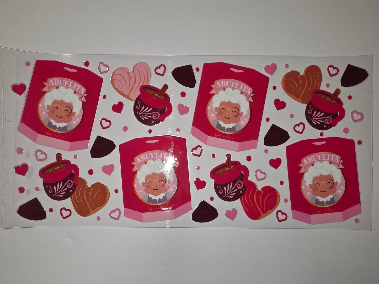 Abuelita "Hecho en Mexico" Tumbler Wrap | Cute Grandma, Conchas, Hot Chocolate & Hearts Design