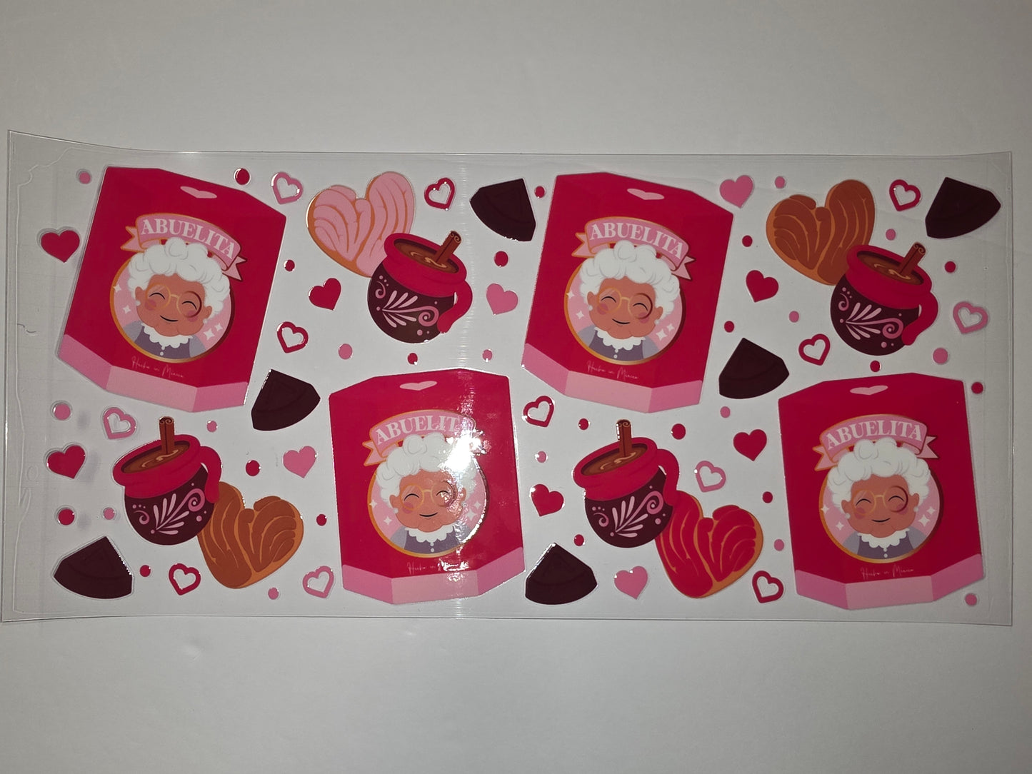 Abuelita Hot Chocolate & Concha Tumbler Wrap | Pink & Brown Mexican Grandma Design
