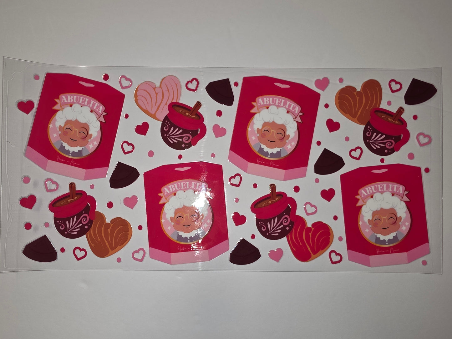 Abuelita Hot Chocolate & Concha Tumbler Wrap | Pink & Brown Mexican Inspired Drinkware Design