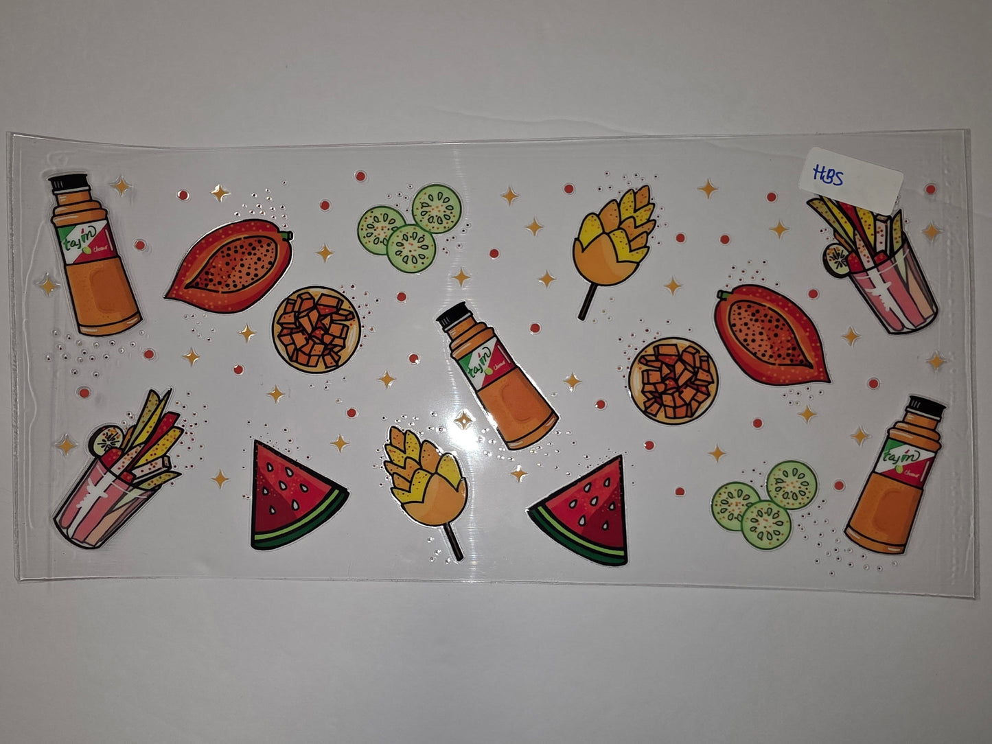 Spicy Fruit & Tajin Tumbler Wrap | Watermelon, Papaya, Mango, Cucumber | Fun Snack Design