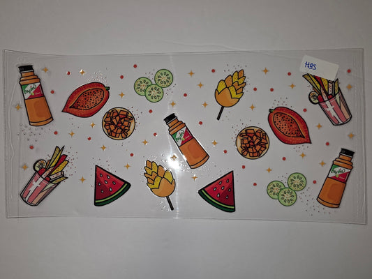 Spicy Fruit & Tajin Tumbler Wrap | Watermelon, Papaya, Mango, Cucumber | Fun Snack Design