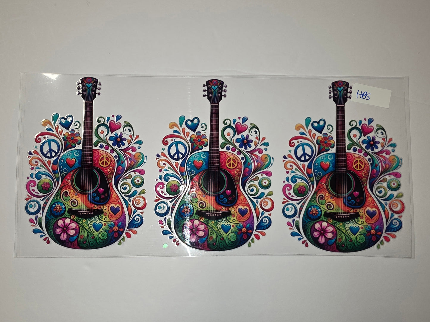 Vibrant Retro Peace Sign Guitar Tumbler Wrap | Psychedelic Floral Design