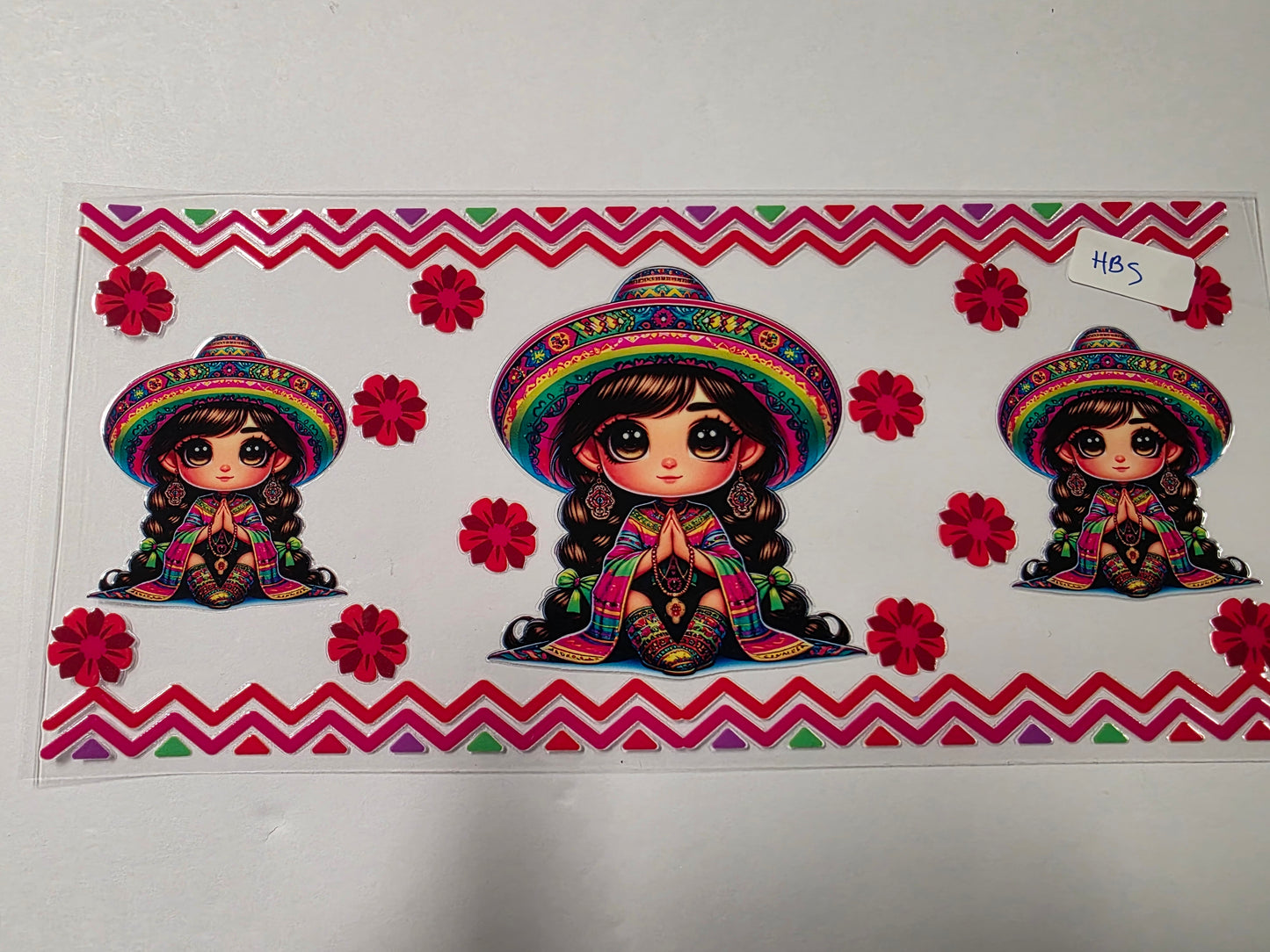 Cute Chibi Girl with Sombrero Tumbler Wrap - Fiesta Design, Vibrant Colors