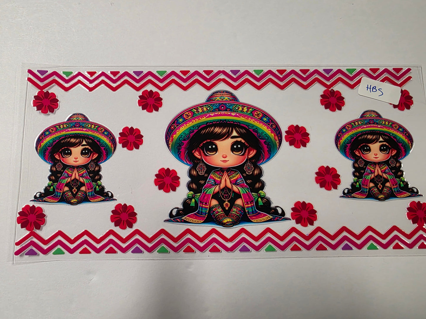 Cute Chibi Girl with Sombrero Tumbler Wrap - Fiesta Vibes, Vibrant Colors