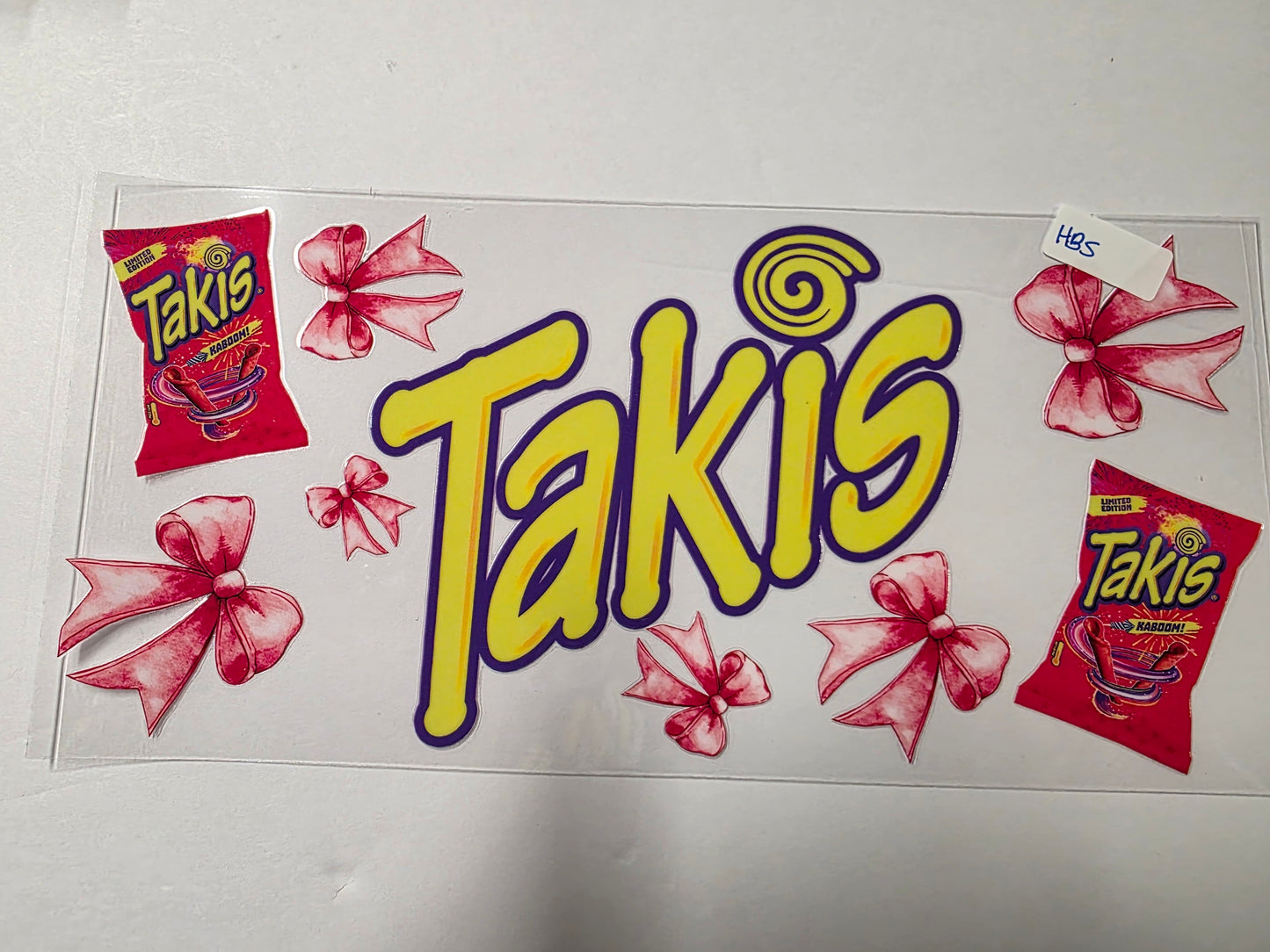 Takis Inspired Tumbler Wrap with Red Bows - Spicy Snack Design