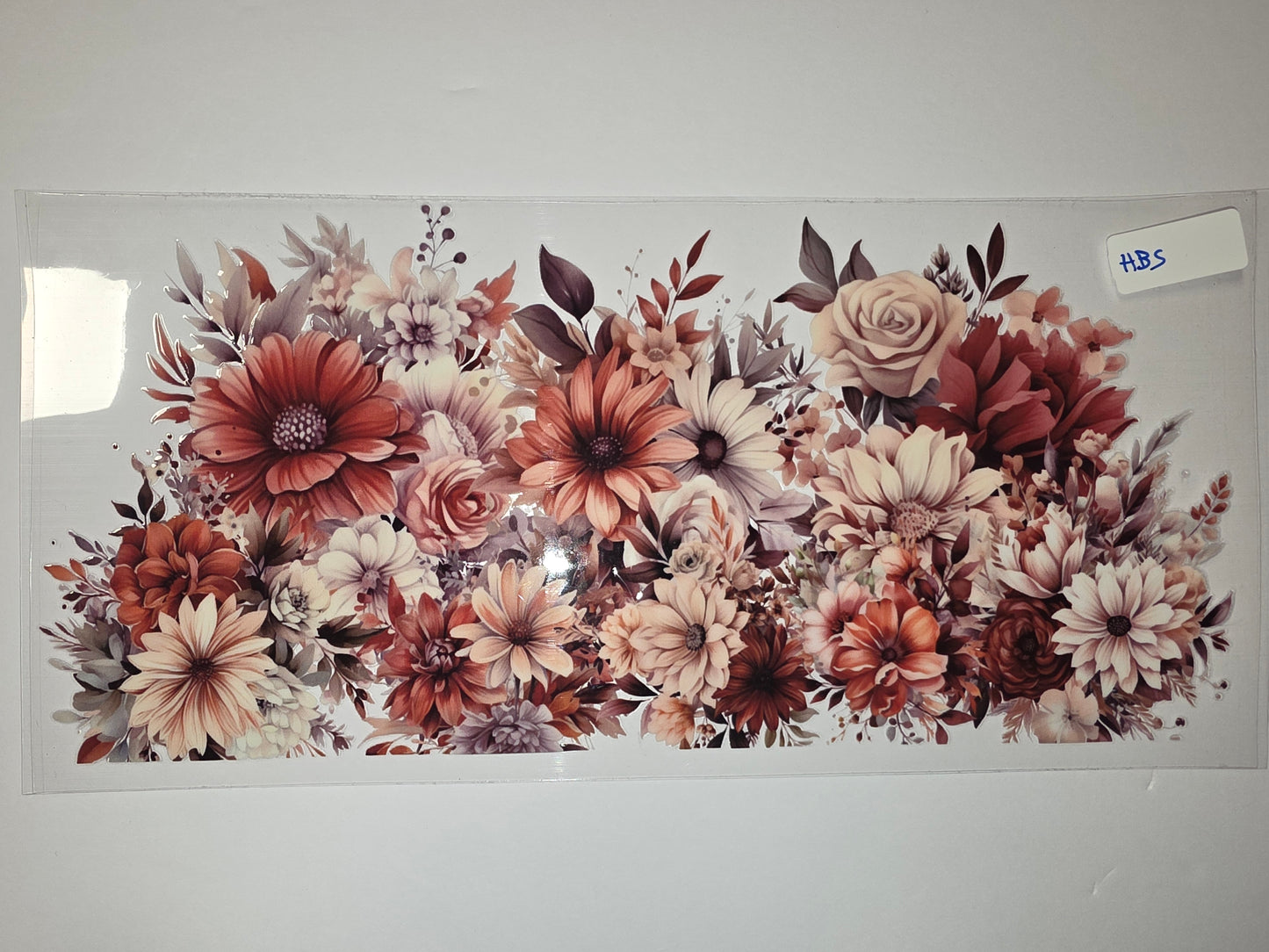 Boho Floral Tumbler Wrap - Rustic Red, Peach & Cream Flowers - Sublimation Design