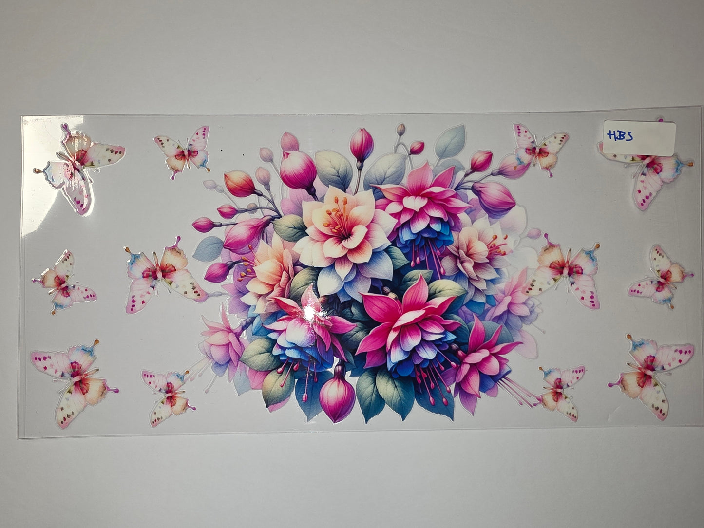 Vibrant Floral Butterfly Tumbler Wrap - Pink, Blue, Purple Watercolor Design