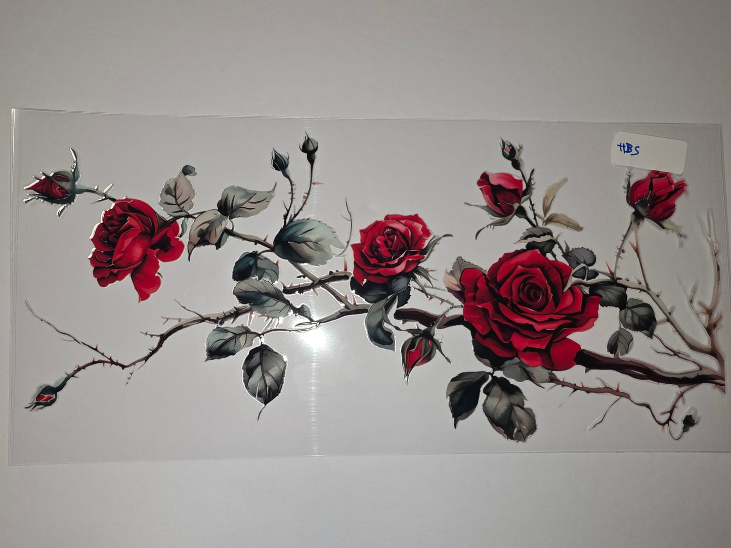 Red Rose Vine Tumbler Wrap - Realistic Floral Design for Cups