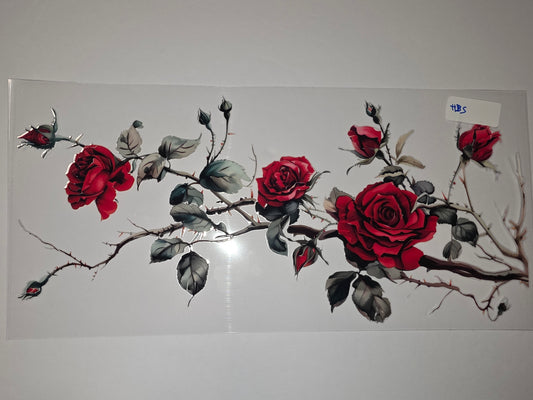 Red Rose Vine Tumbler Wrap - Realistic Floral Design for Cups