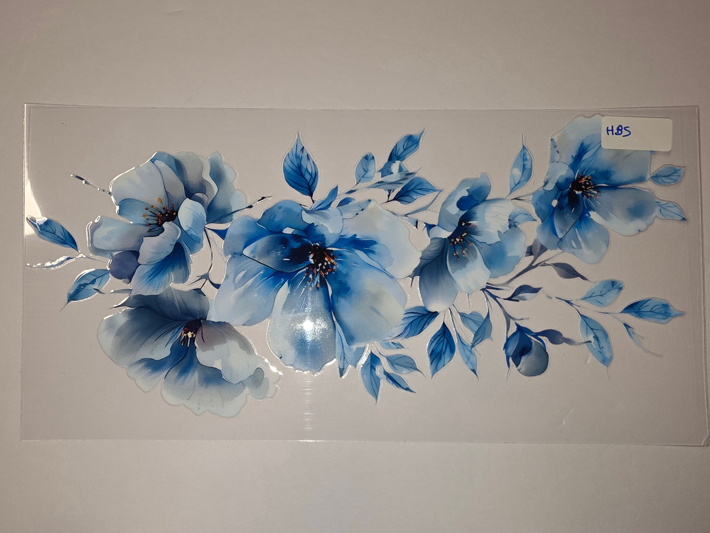 Blue Floral Tumbler Wrap - Watercolor Flower Design for Cups & Drinkware