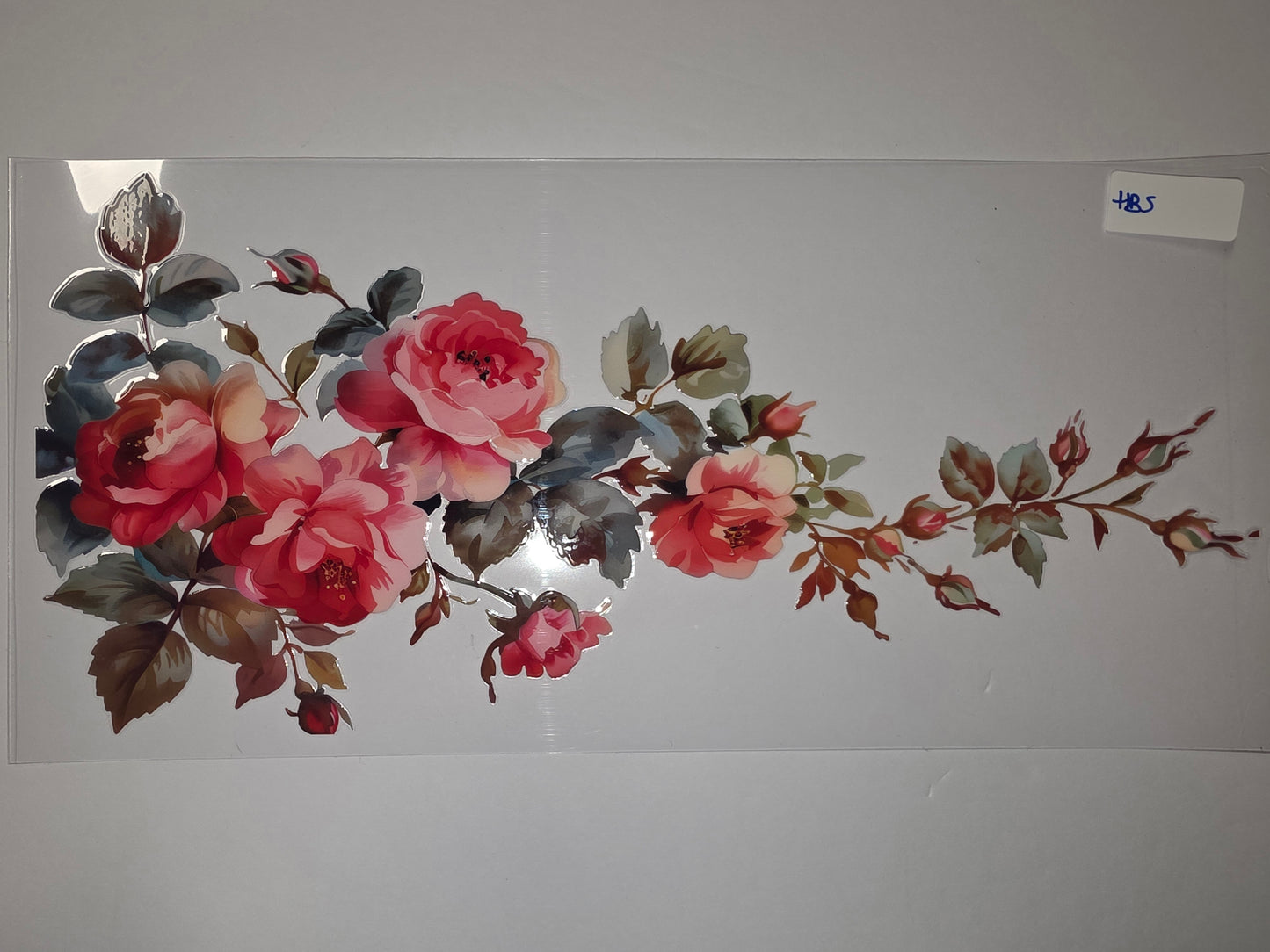 Vintage Rose Floral Tumbler Wrap - Pink & Red Roses with Green Leaves - Sublimation Design