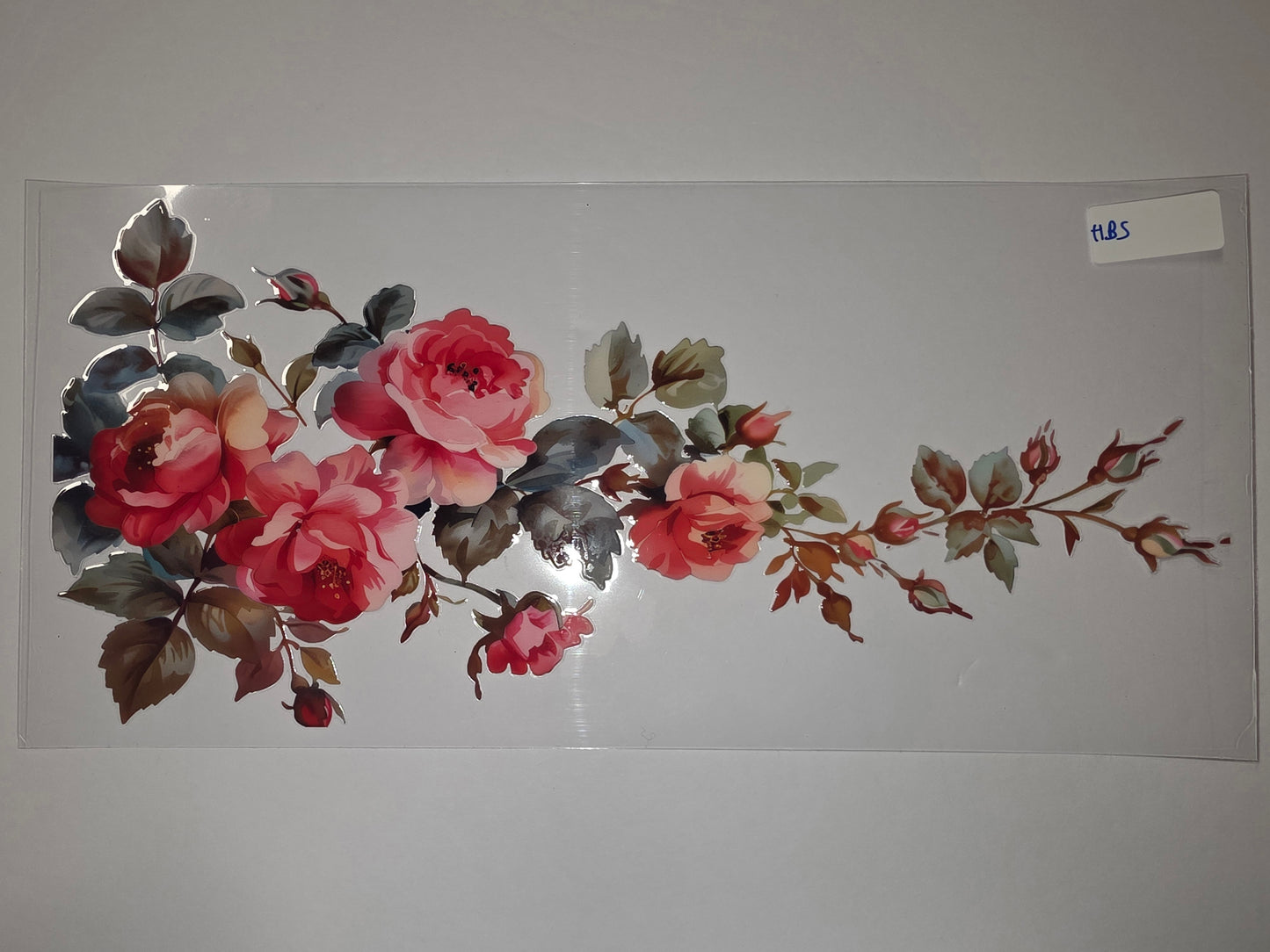 Vintage Rose Floral Tumbler Wrap - Pink & Red Roses, Green Leaves - Sublimation Design