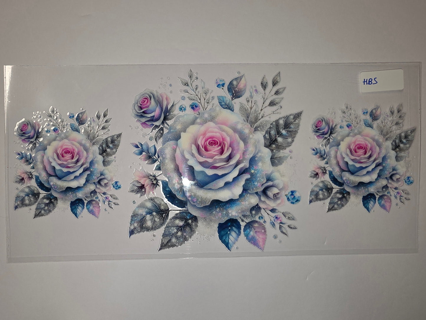 Enchanted Rose Tumbler Wrap - Pink, Blue, Silver Floral Design