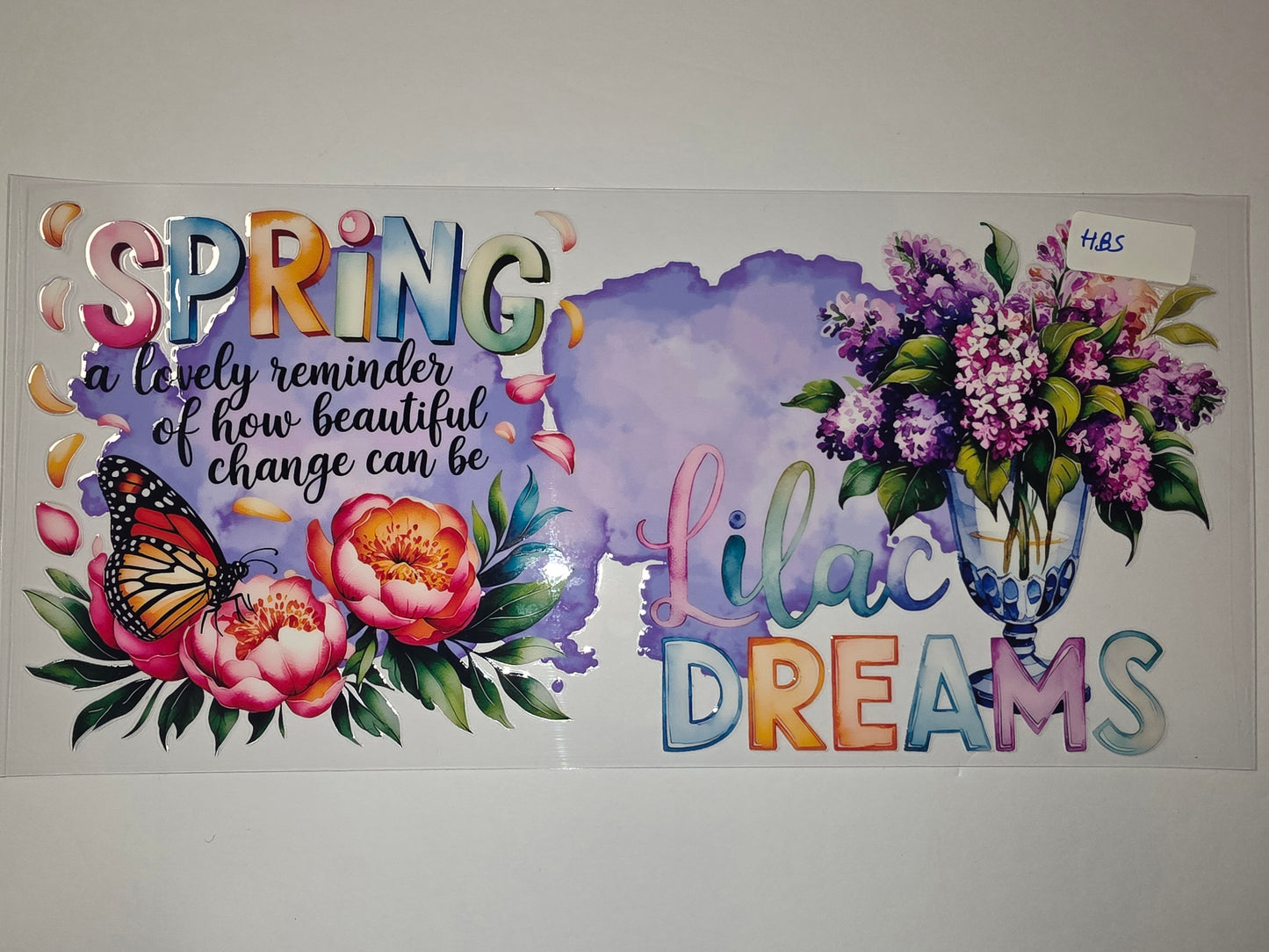 Spring Lilac Dreams Tumbler Wrap | Butterfly & Peony Floral Design | Watercolor Style