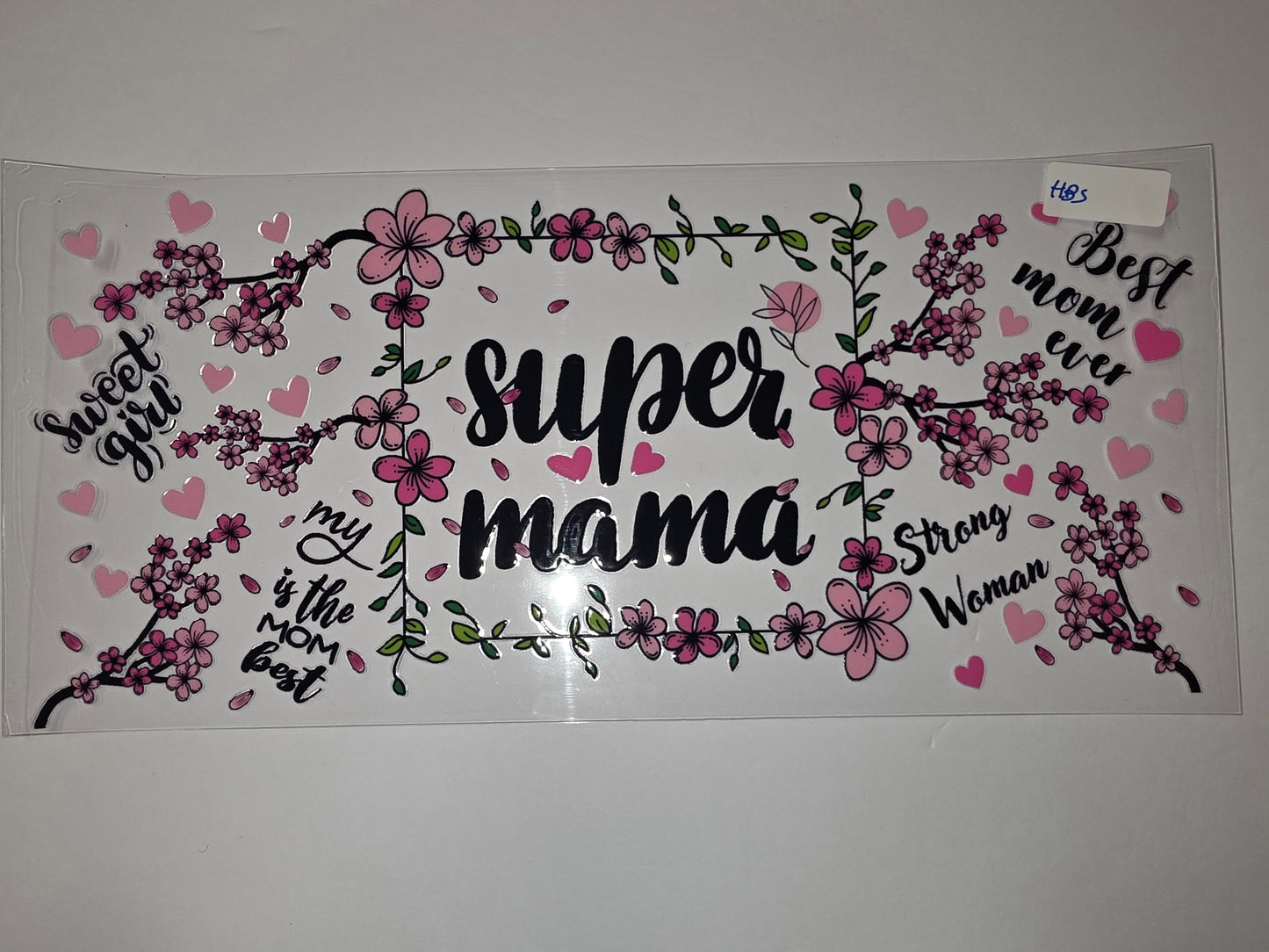 Super Mama Cherry Blossom Tumbler Wrap - Pink Floral & Heart Design