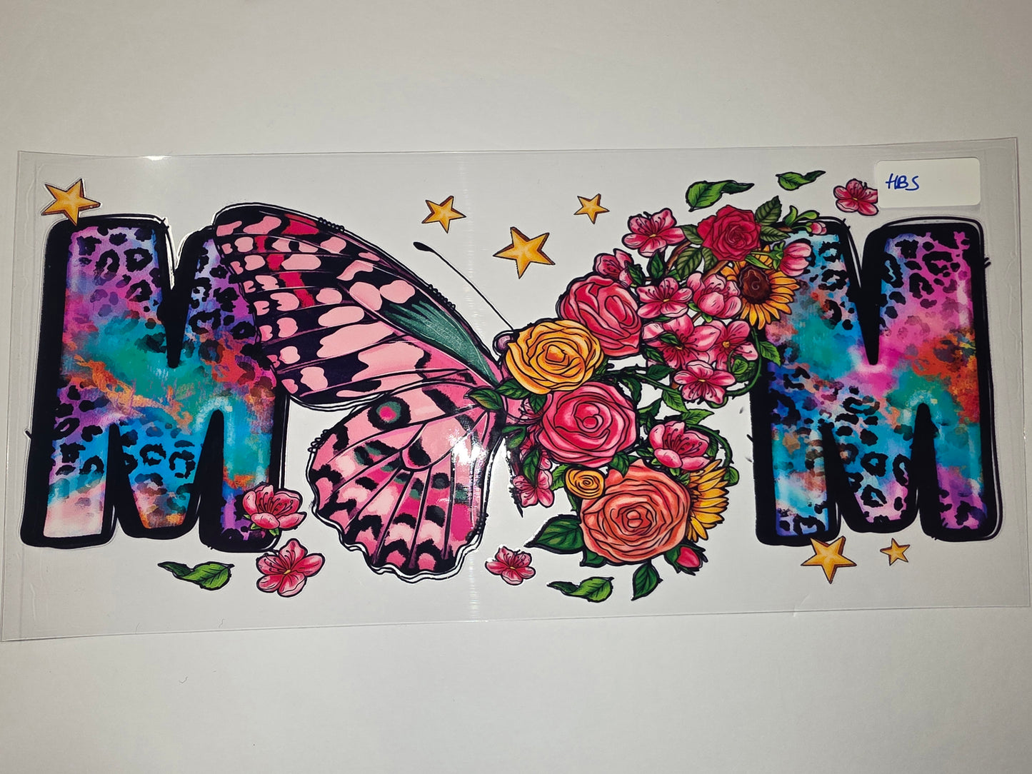 Vibrant Butterfly Floral "MOM" Tumbler Wrap | Pink Butterfly, Roses, Leopard Print