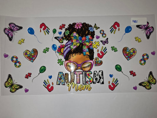 Autism Mom Tumbler Wrap - Puzzle Heart, Butterflies, Balloons & Hand Prints