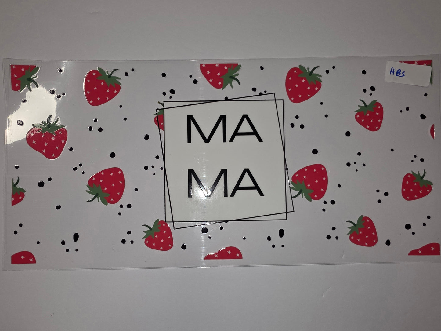 Cute Strawberry "Mama" Tumbler Wrap - Red, White & Black Design