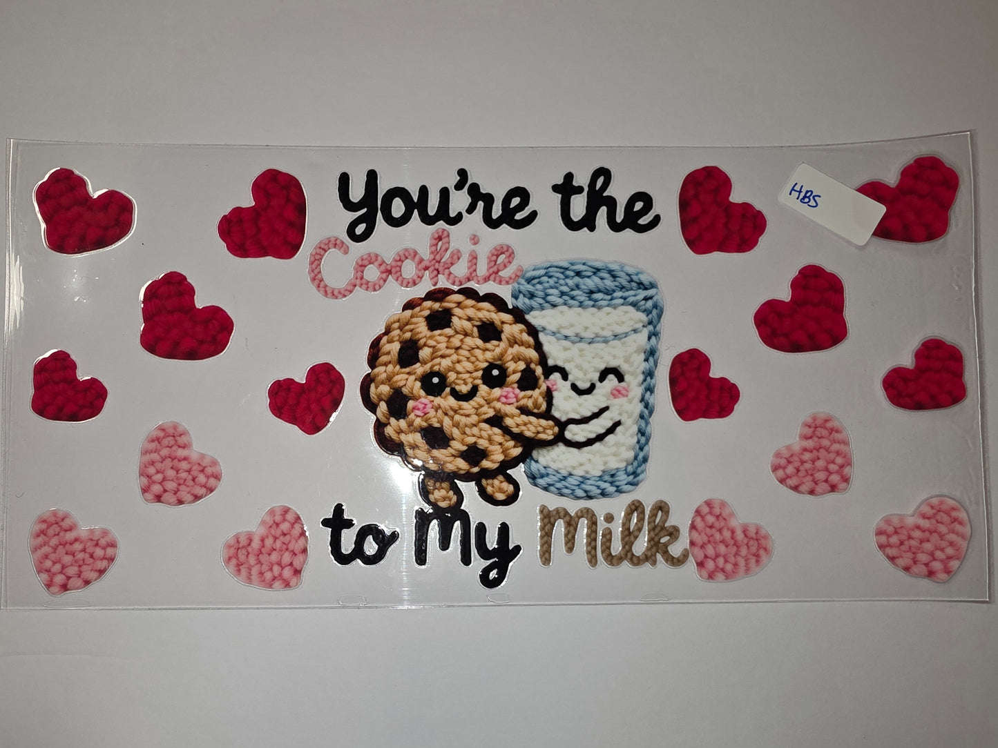 Cute Cookie & Milk "You're the Cookie to My Milk" Valentine Tumbler Wrap | Hearts Design