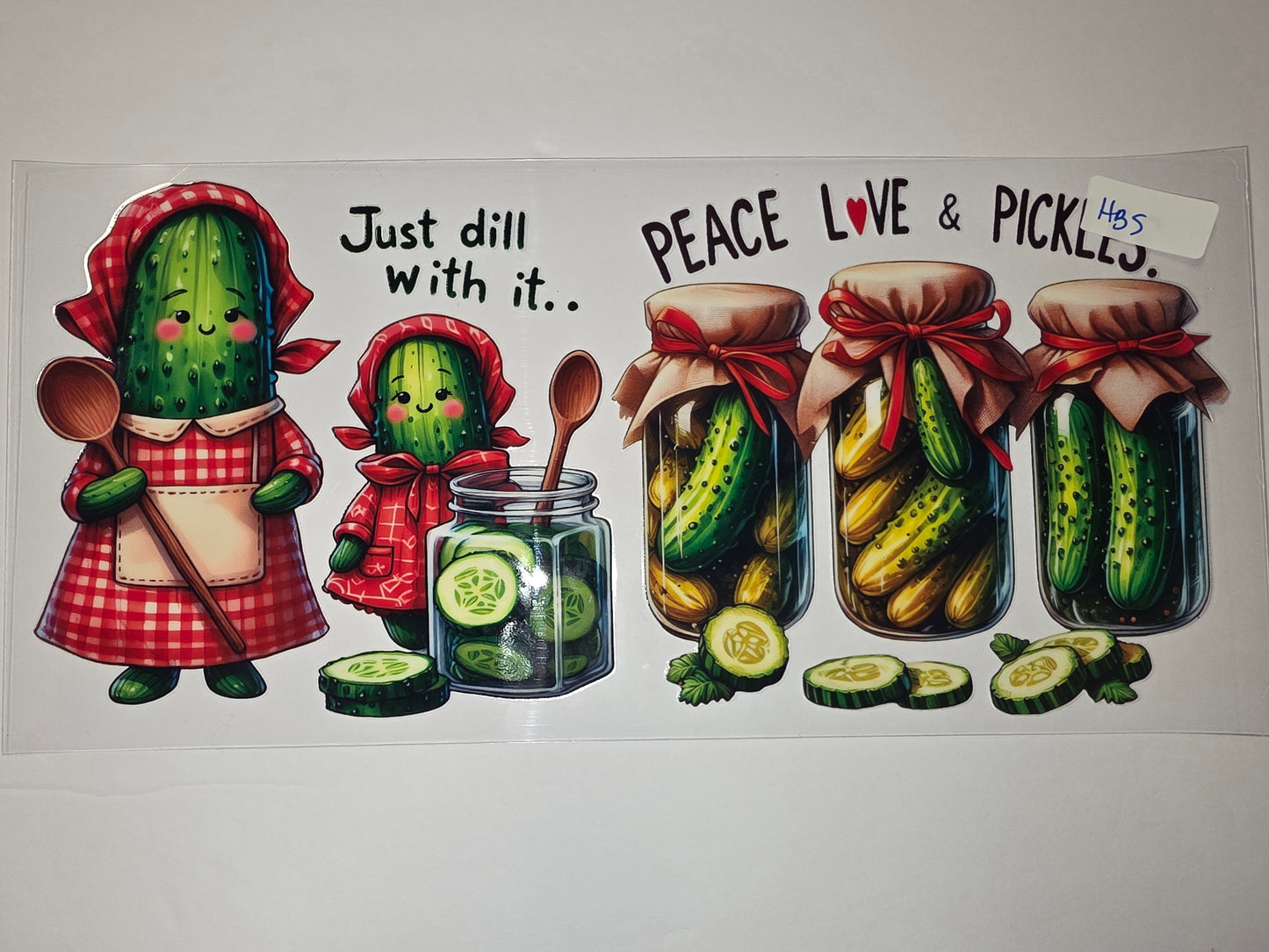 Cute Pickle Characters Tumbler Wrap | "Just Dill With It" & "Peace Love Pickles" Design