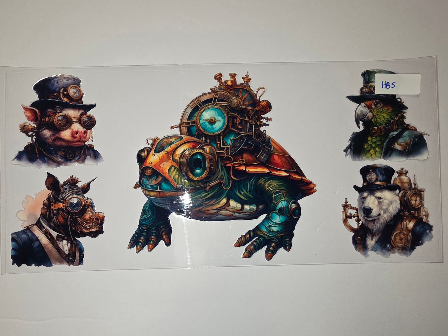 Steampunk Animal Tumbler Wraps - Pig, Turtle, Parrot, Bear - Vintage Gears & Goggles