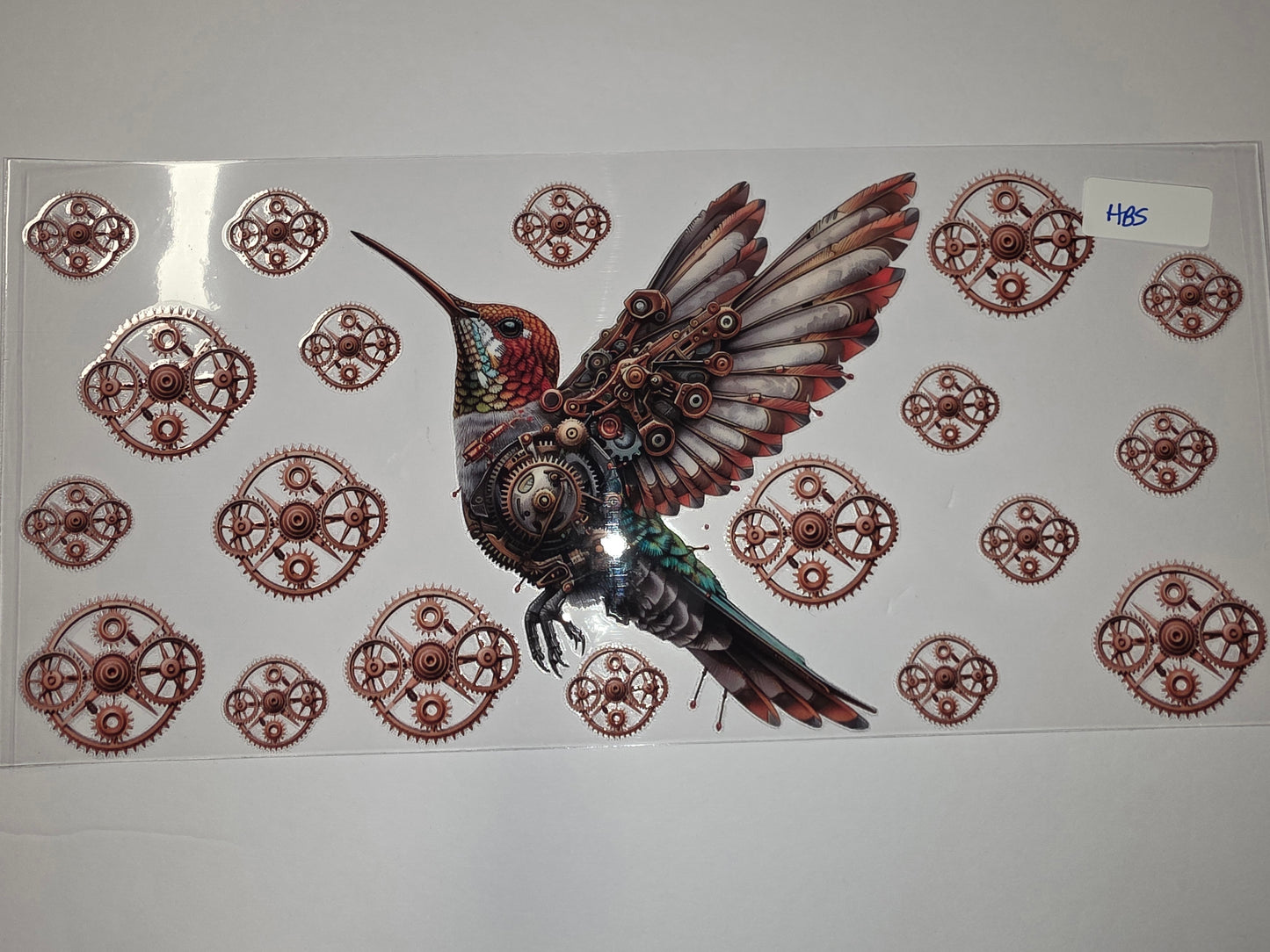 Steampunk Hummingbird & Gears Tumbler Wrap | Copper & Bronze Mechanical Bird Design