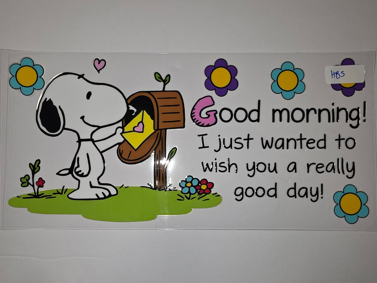 Snoopy Good Morning Tumbler Wrap | Peanuts Character Design | Flowers & Mailbox