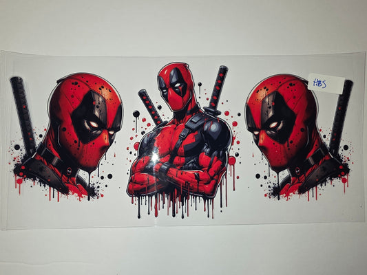 Deadpool Tumbler Wrap - Red & Black Comic Style with Dripping Effect