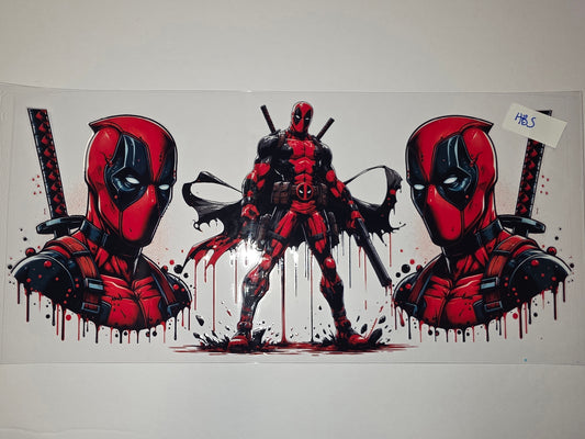 Deadpool Red & Black Dripping Splatter Tumbler Wrap - Comic Hero Drinkware Design