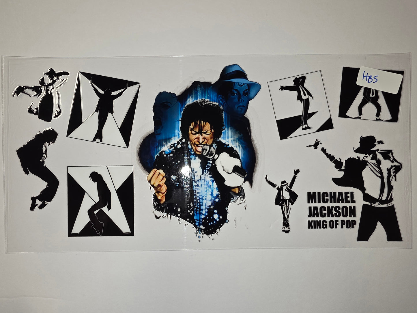 Michael Jackson King of Pop Tumbler Wrap | Black & Blue Silhouette Design