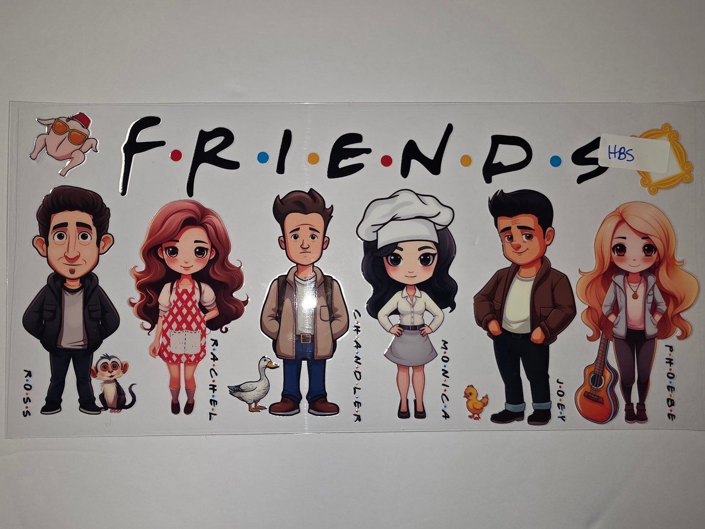Friends TV Show Chibi Character Tumbler Wrap | Cute Sitcom Fan Gift | Sublimation Design