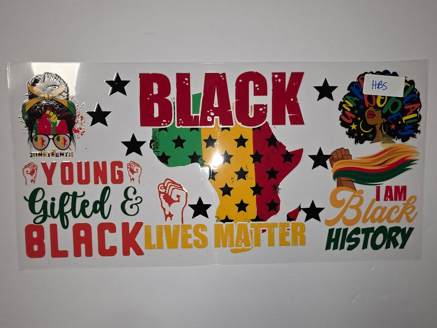 Black History Month Tumbler Wrap | Juneteenth & BLM Design | Red, Green, Yellow, Black