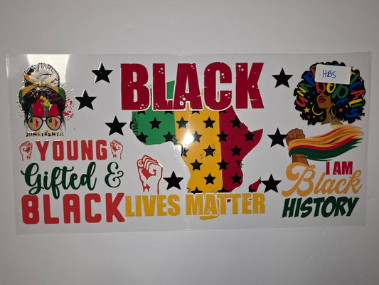 Black History Month Tumbler Wrap | Juneteenth & BLM Design | Red, Green, Yellow, Black