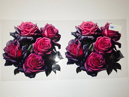 Dark Romance Rose Tumbler Wrap | Deep Pink & Purple Floral Design | Sublimation Cup Art