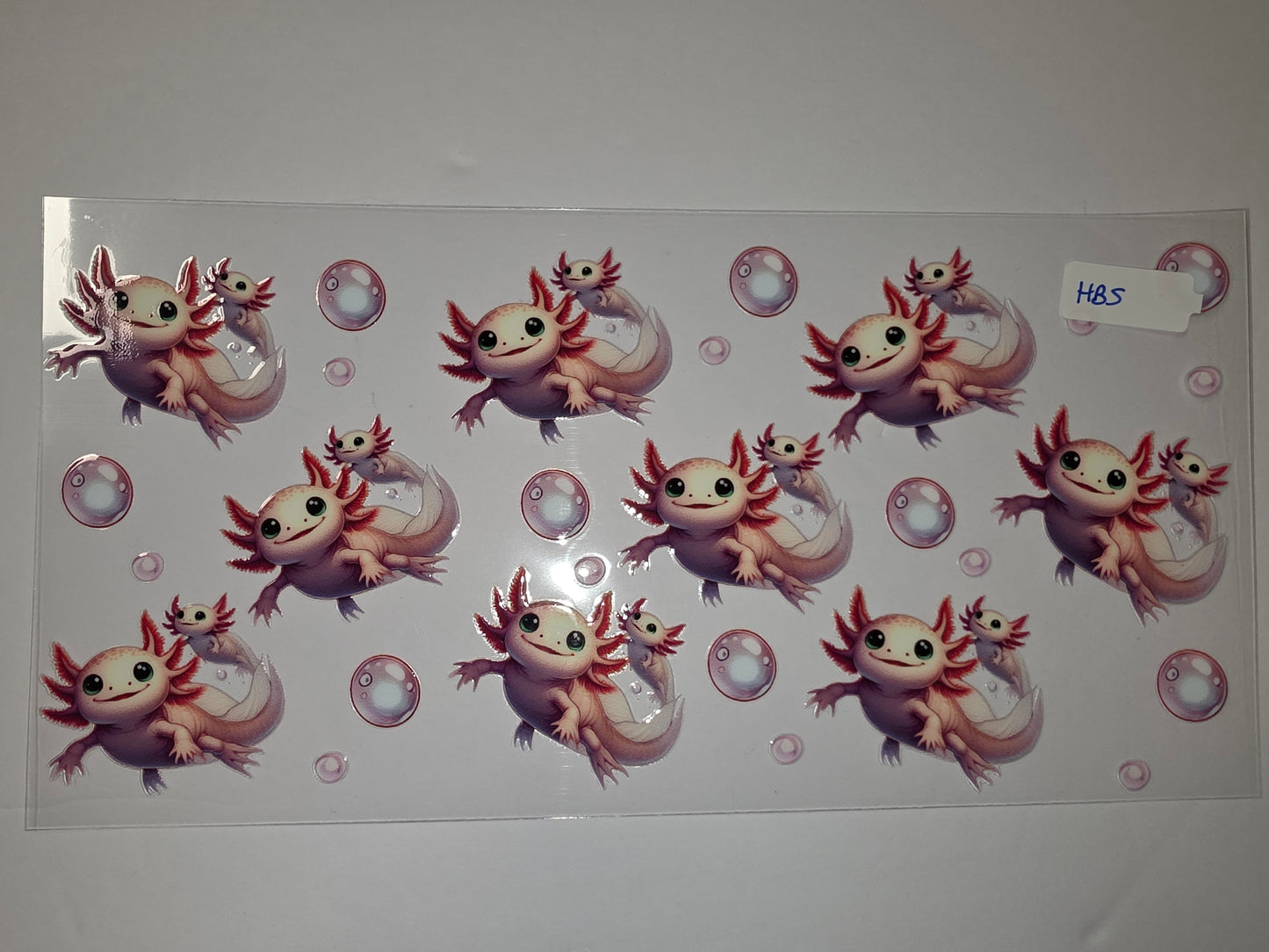Cute Axolotl Tumbler Wrap - Pink & White Kawaii Aquatic Creature Design